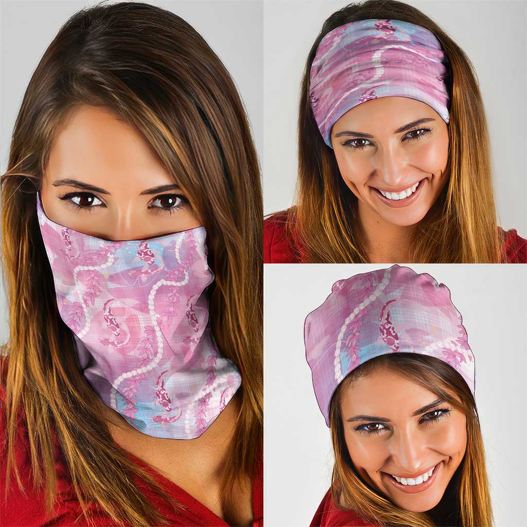 Japanese Koi Fish Neck Gaiter Pink Wagara Palaka Honohono Pikake Lei
