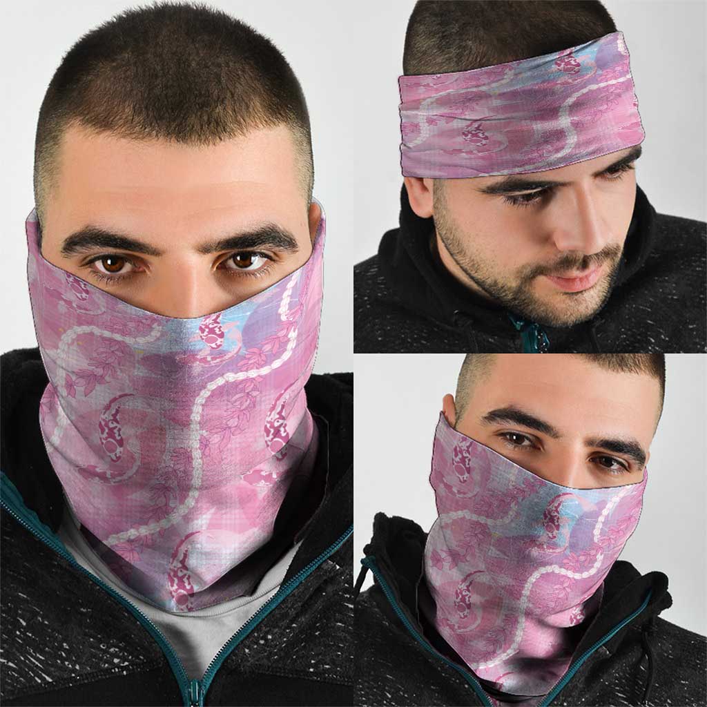 Japanese Koi Fish Neck Gaiter Pink Wagara Palaka Honohono Pikake Lei