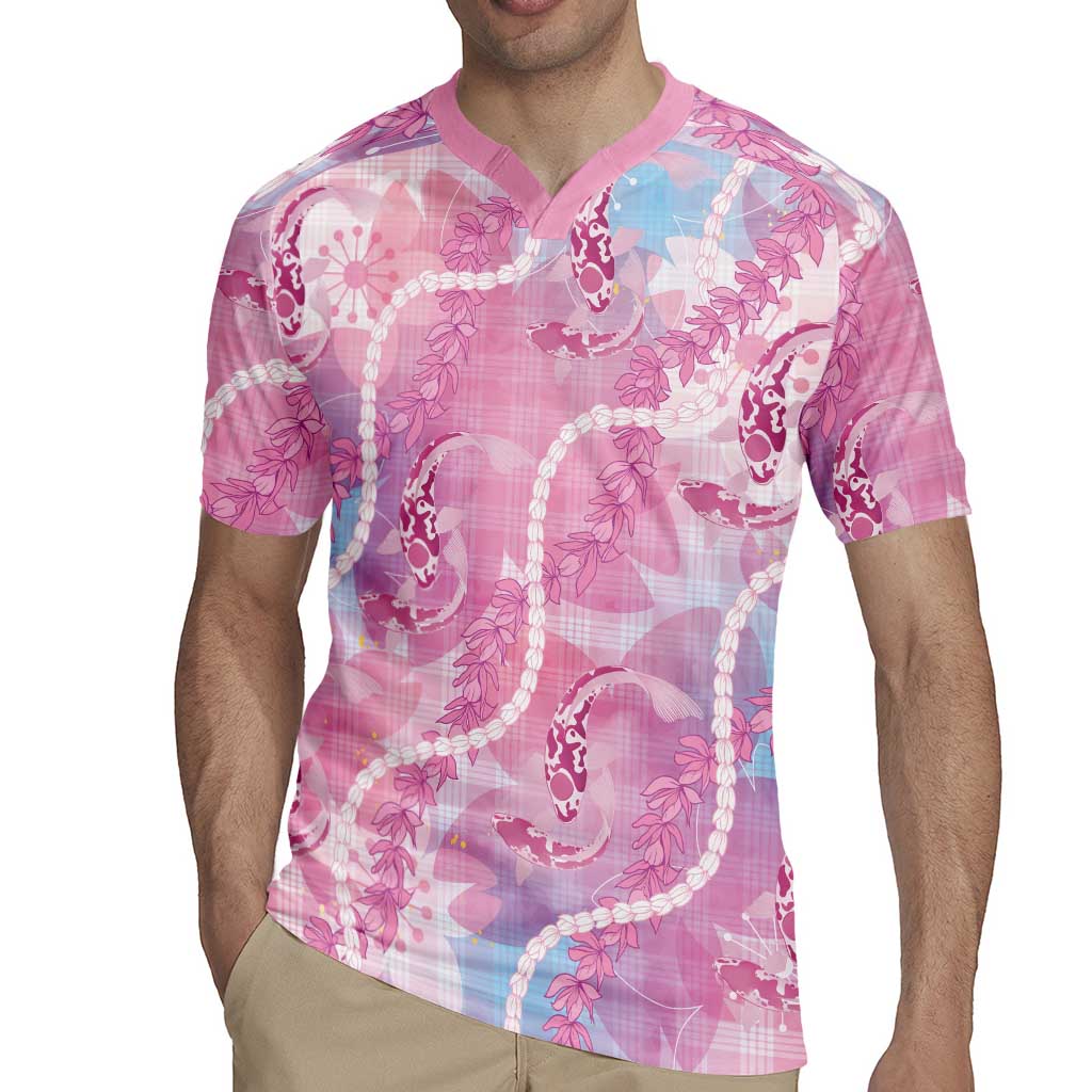 Japanese Koi Fish Rugby Jersey Pink Wagara Palaka Honohono Pikake Lei