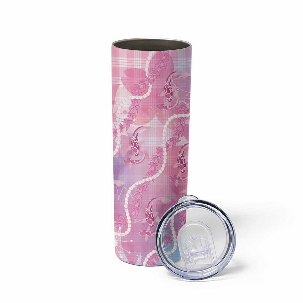 Japanese Koi Fish Skinny Tumbler Pink Wagara Palaka Honohono Pikake Lei LT9 - Polynesian Pride
