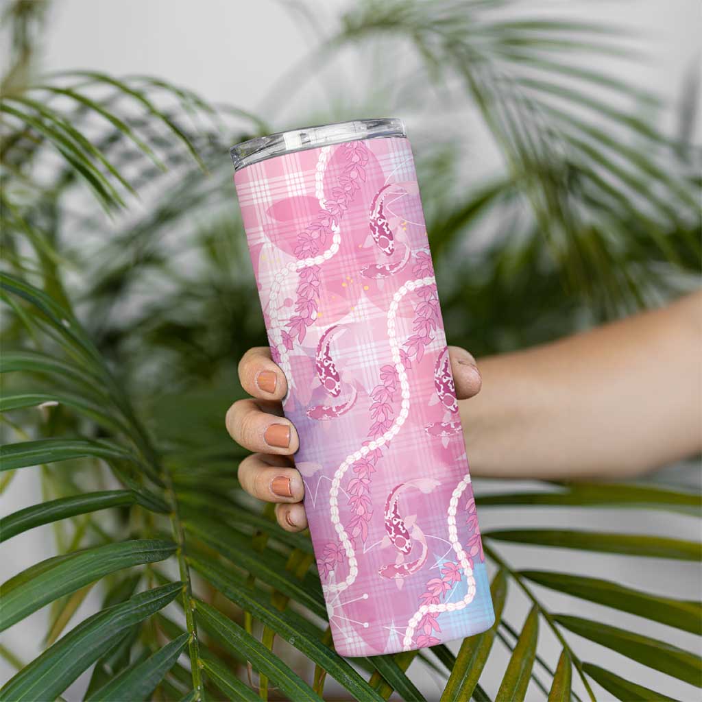 Japanese Koi Fish Skinny Tumbler Pink Wagara Palaka Honohono Pikake Lei LT9 - Polynesian Pride