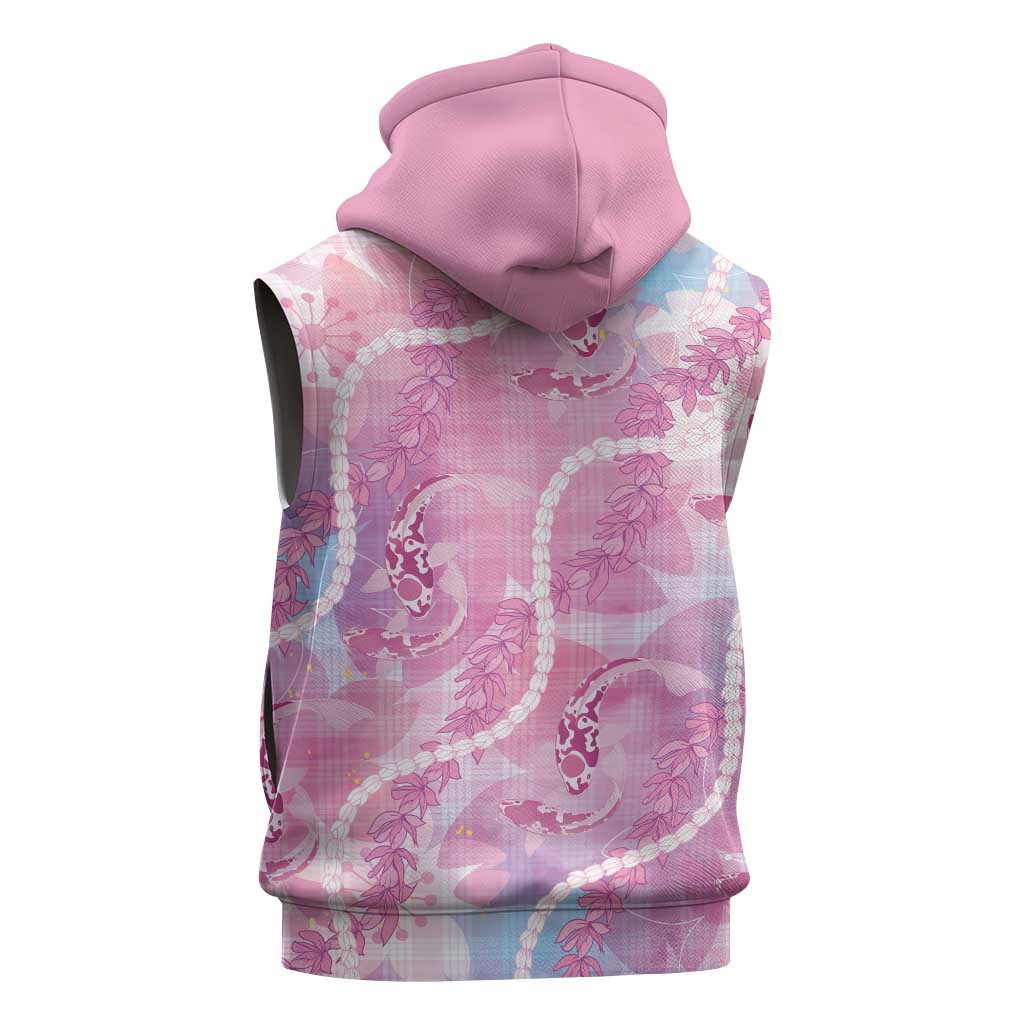 Japanese Koi Fish Sleeveless Zip Hoodie Pink Wagara Palaka Honohono Pikake Lei LT9 - Polynesian Pride