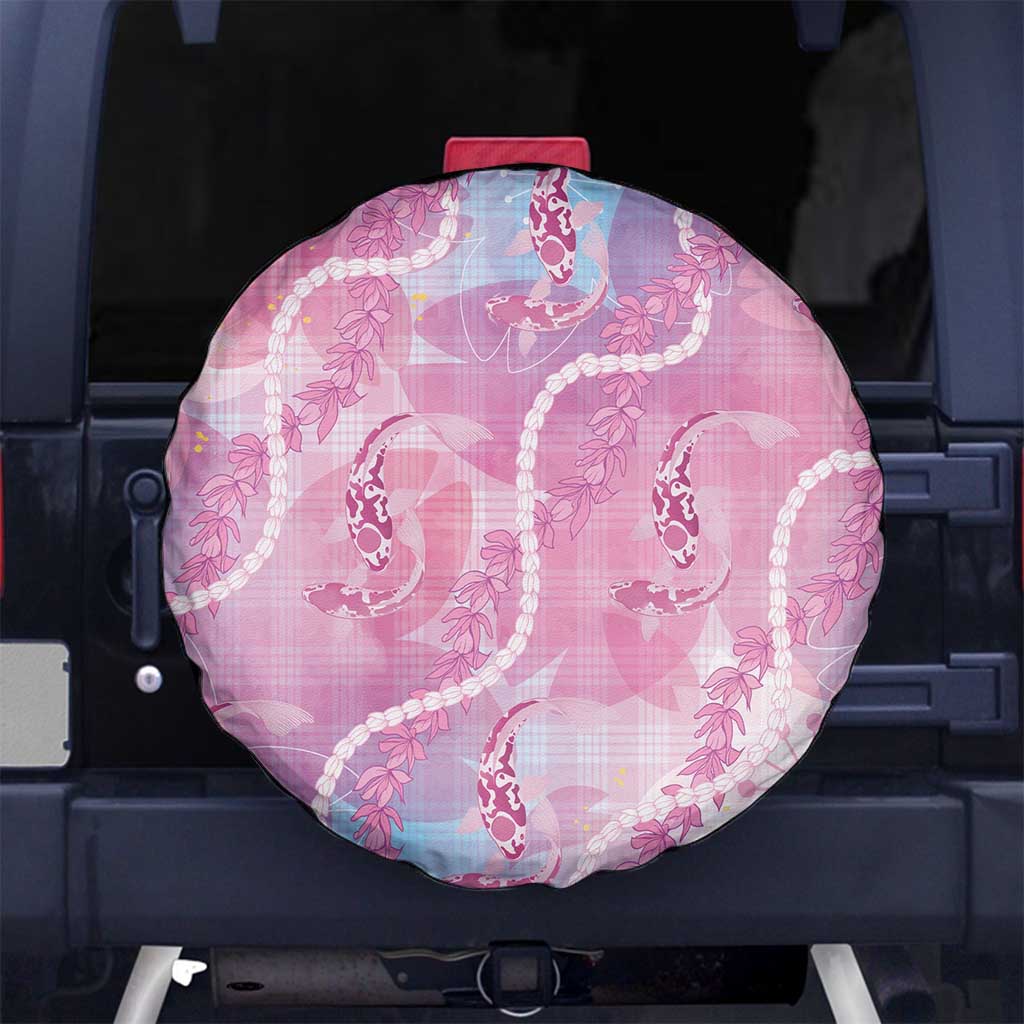 Japanese Koi Fish Spare Tire Cover Pink Wagara Palaka Honohono Pikake Lei LT9 No hole Pink - Polynesian Pride