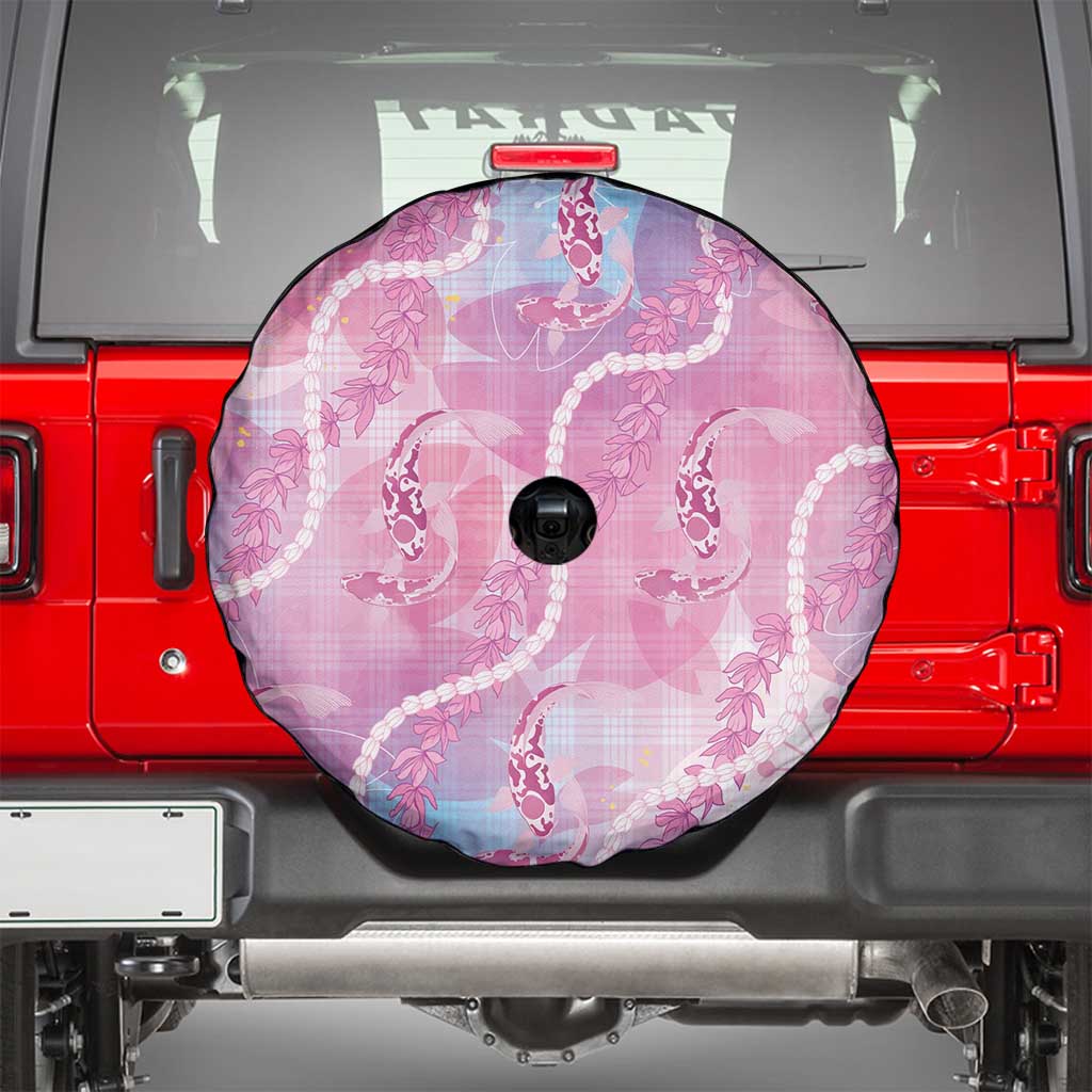 Japanese Koi Fish Spare Tire Cover Pink Wagara Palaka Honohono Pikake Lei LT9 - Polynesian Pride