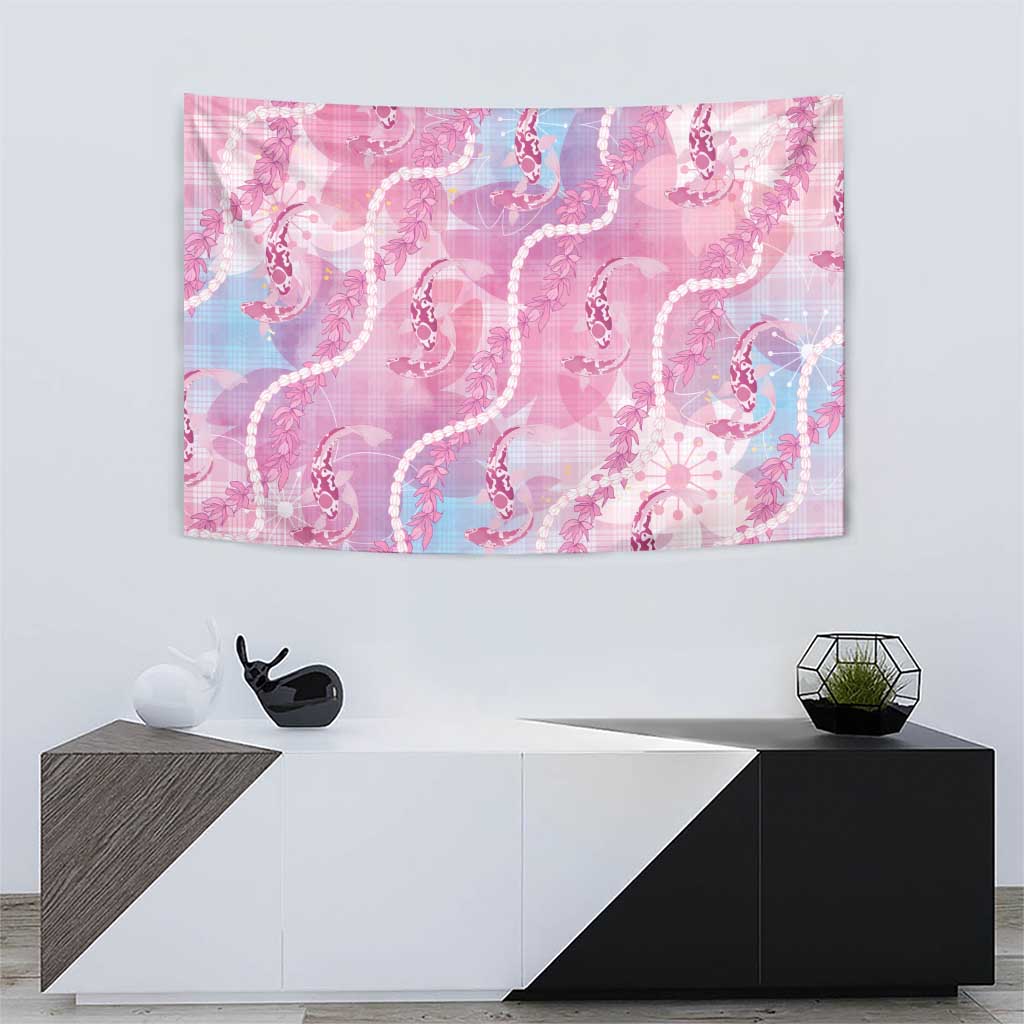 Japanese Koi Fish Tapestry Pink Wagara Palaka Honohono Pikake Lei