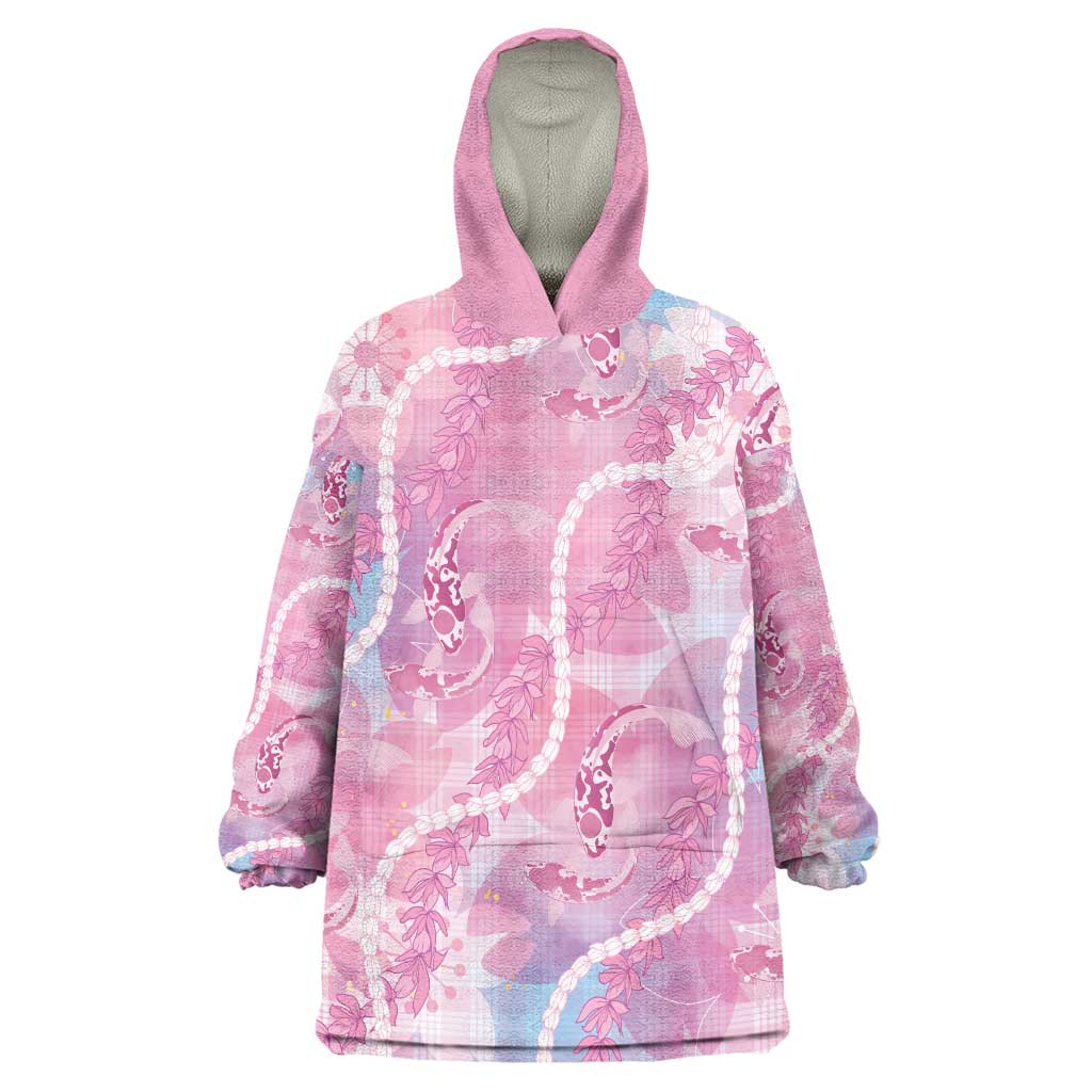 Japanese Koi Fish Wearable Blanket Hoodie Pink Wagara Palaka Honohono Pikake Lei LT9 One Size Pink - Polynesian Pride