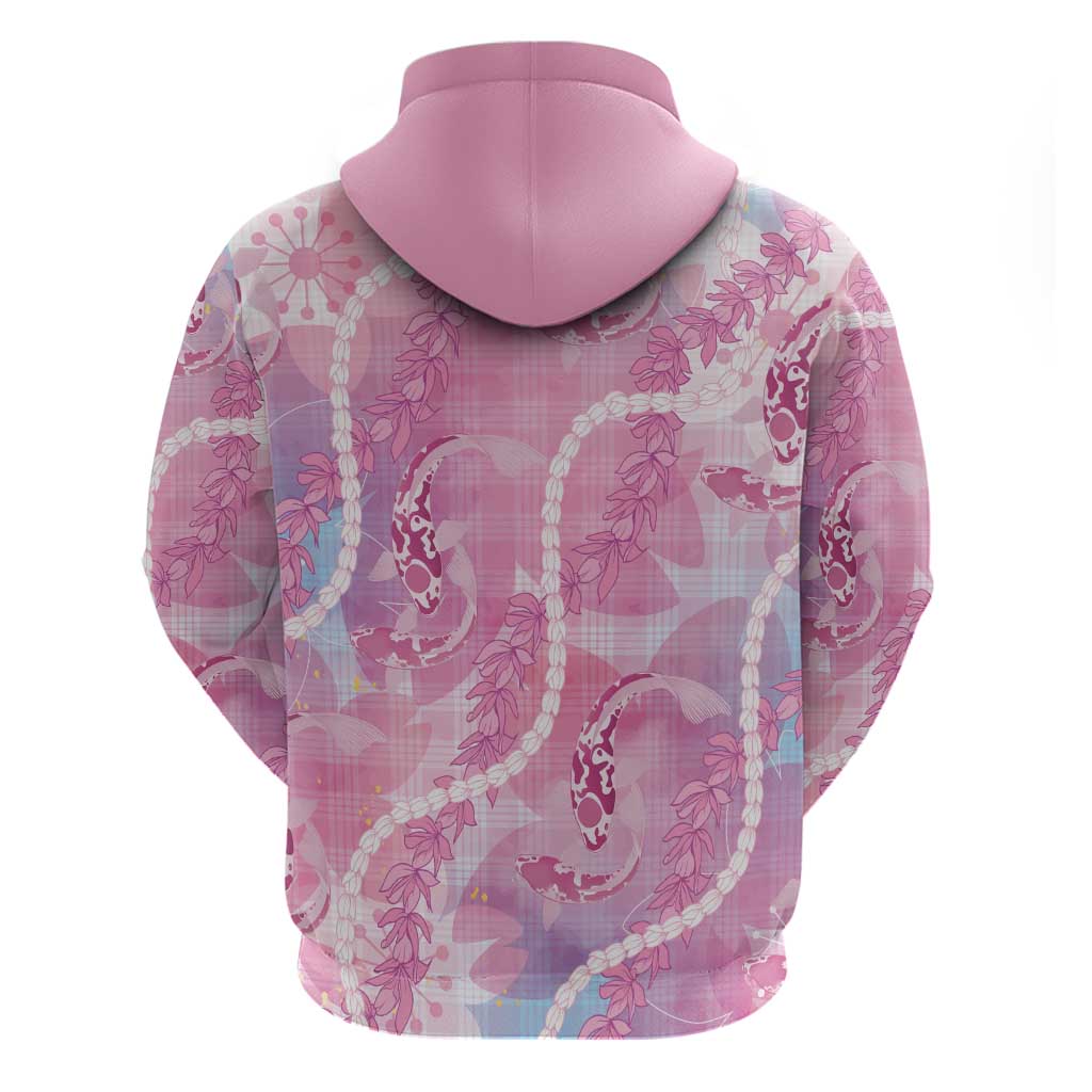 Japanese Koi Fish Zip Hoodie Pink Wagara Palaka Honohono Pikake Lei LT9 - Polynesian Pride