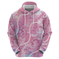 Japanese Koi Fish Zip Hoodie Pink Wagara Palaka Honohono Pikake Lei LT9 - Polynesian Pride