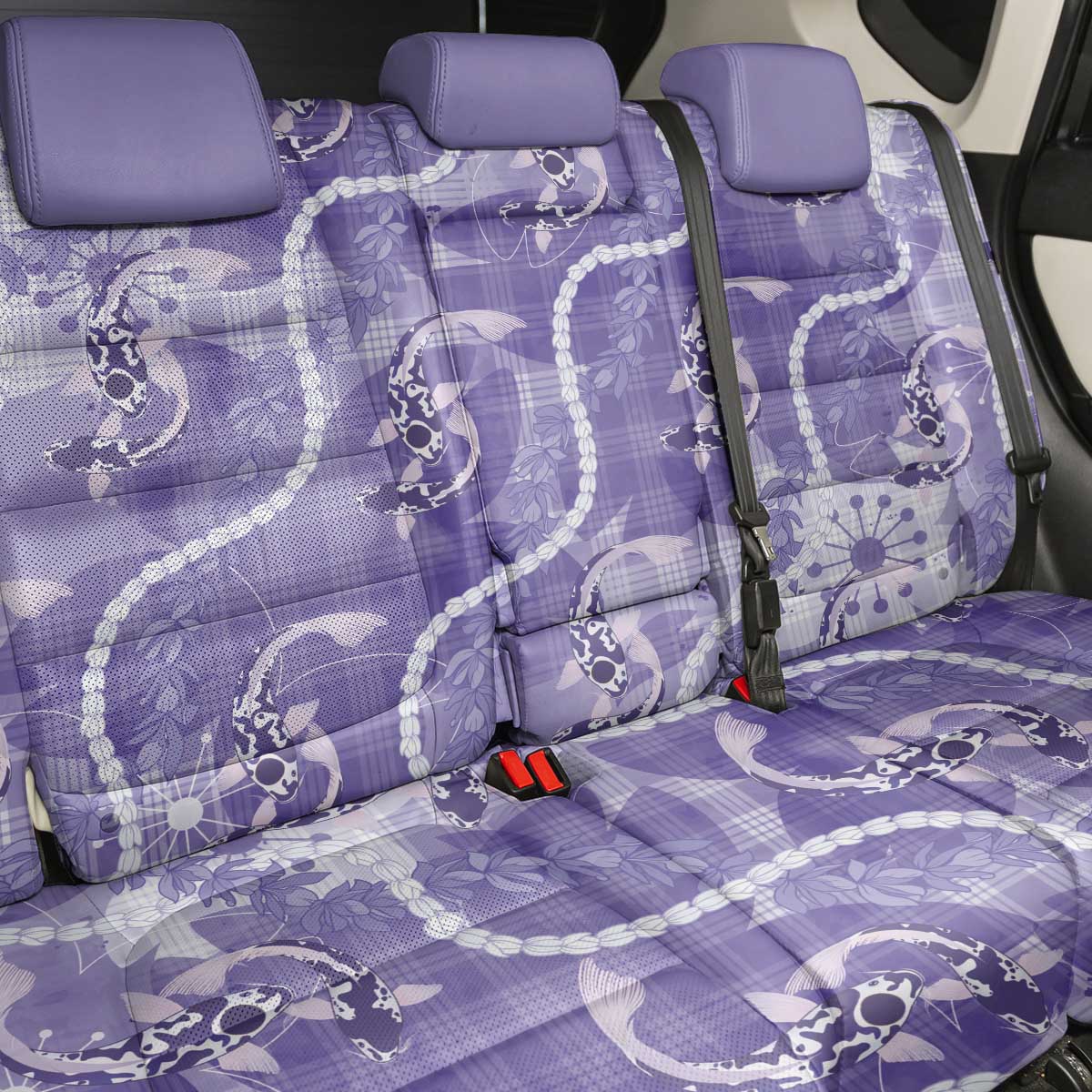 Japanese Koi Fish Back Car Seat Cover Purple Wagara Palaka Honohono Pikake Lei LT9 - Polynesian Pride
