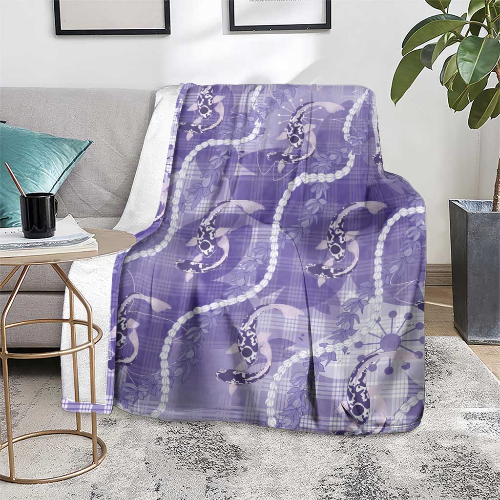Japanese Koi Fish Blanket Purple Wagara Palaka Honohono Pikake Lei