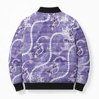 Japanese Koi Fish Bomber Puffer Jacket Purple Wagara Palaka Honohono Pikake Lei LT9 - Polynesian Pride