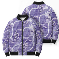 Japanese Koi Fish Bomber Puffer Jacket Purple Wagara Palaka Honohono Pikake Lei LT9 - Polynesian Pride