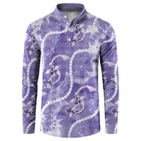 Japanese Koi Fish Button Sweatshirt Purple Wagara Palaka Honohono Pikake Lei