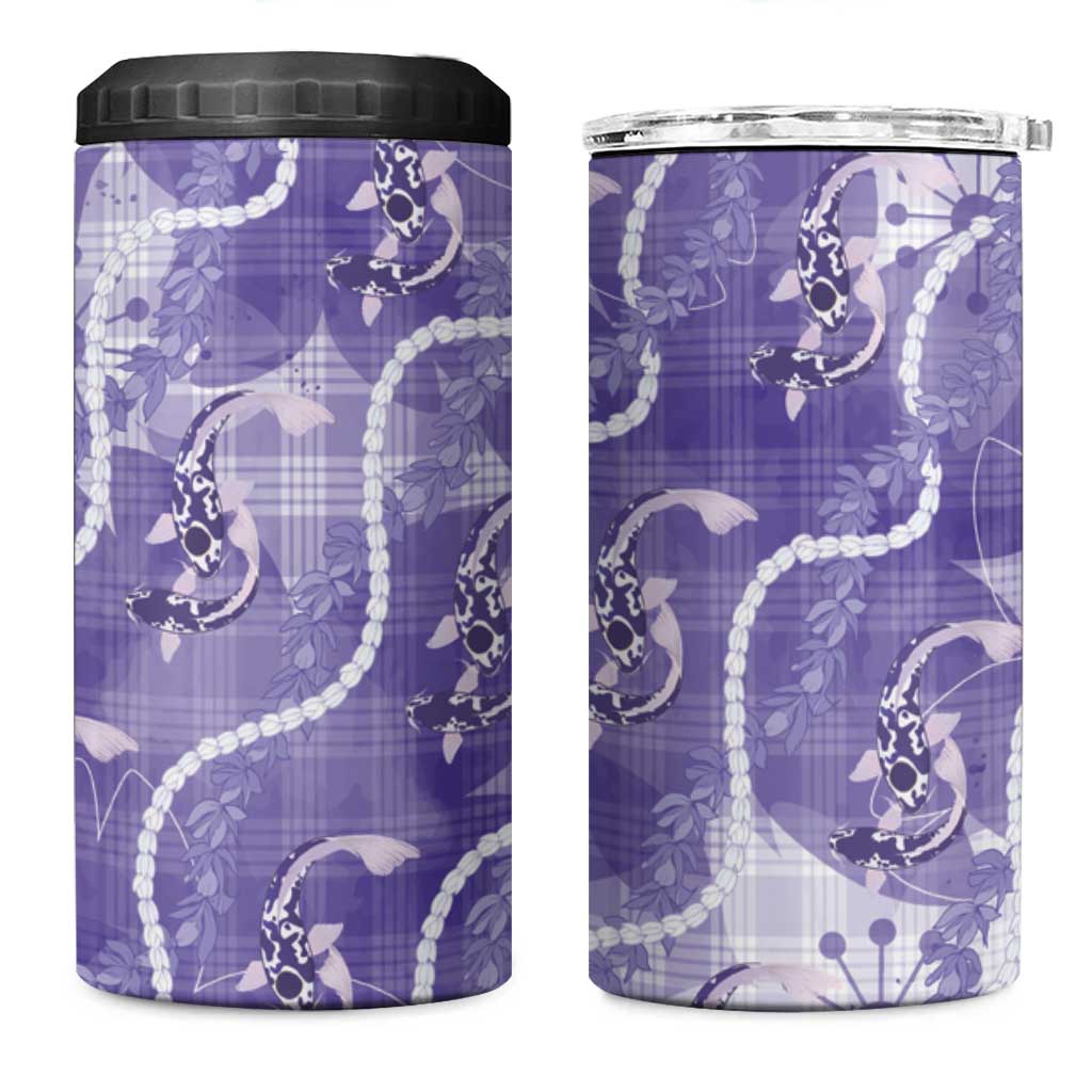 Japanese Koi Fish 4 in 1 Can Cooler Tumbler Purple Wagara Palaka Honohono Pikake Lei