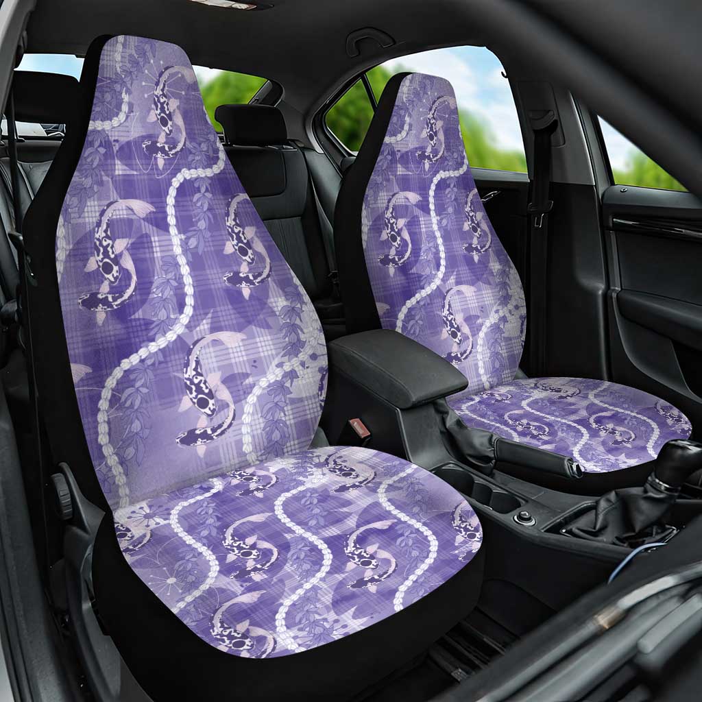 Japanese Koi Fish Car Seat Cover Purple Wagara Palaka Honohono Pikake Lei LT9 One Size Purple - Polynesian Pride