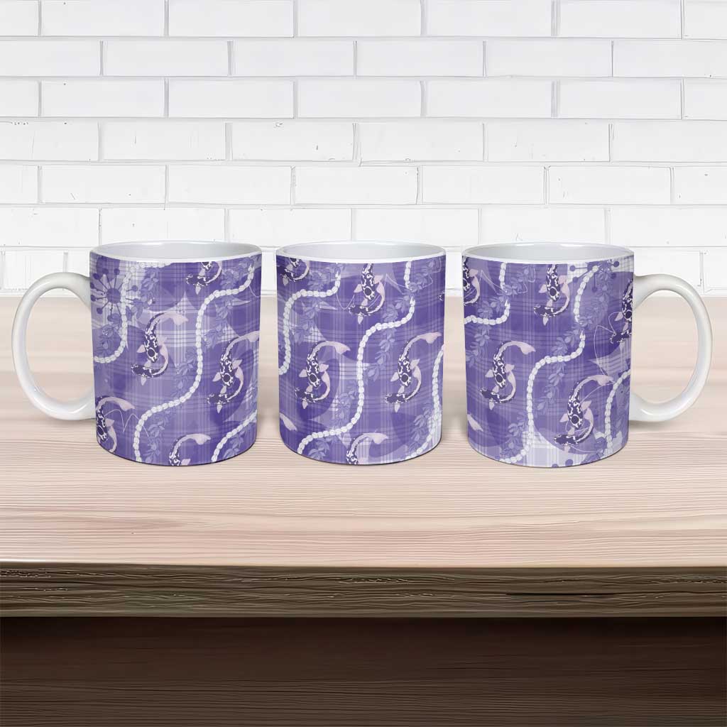 Japanese Koi Fish Ceramic Mug Purple Wagara Palaka Honohono Pikake Lei