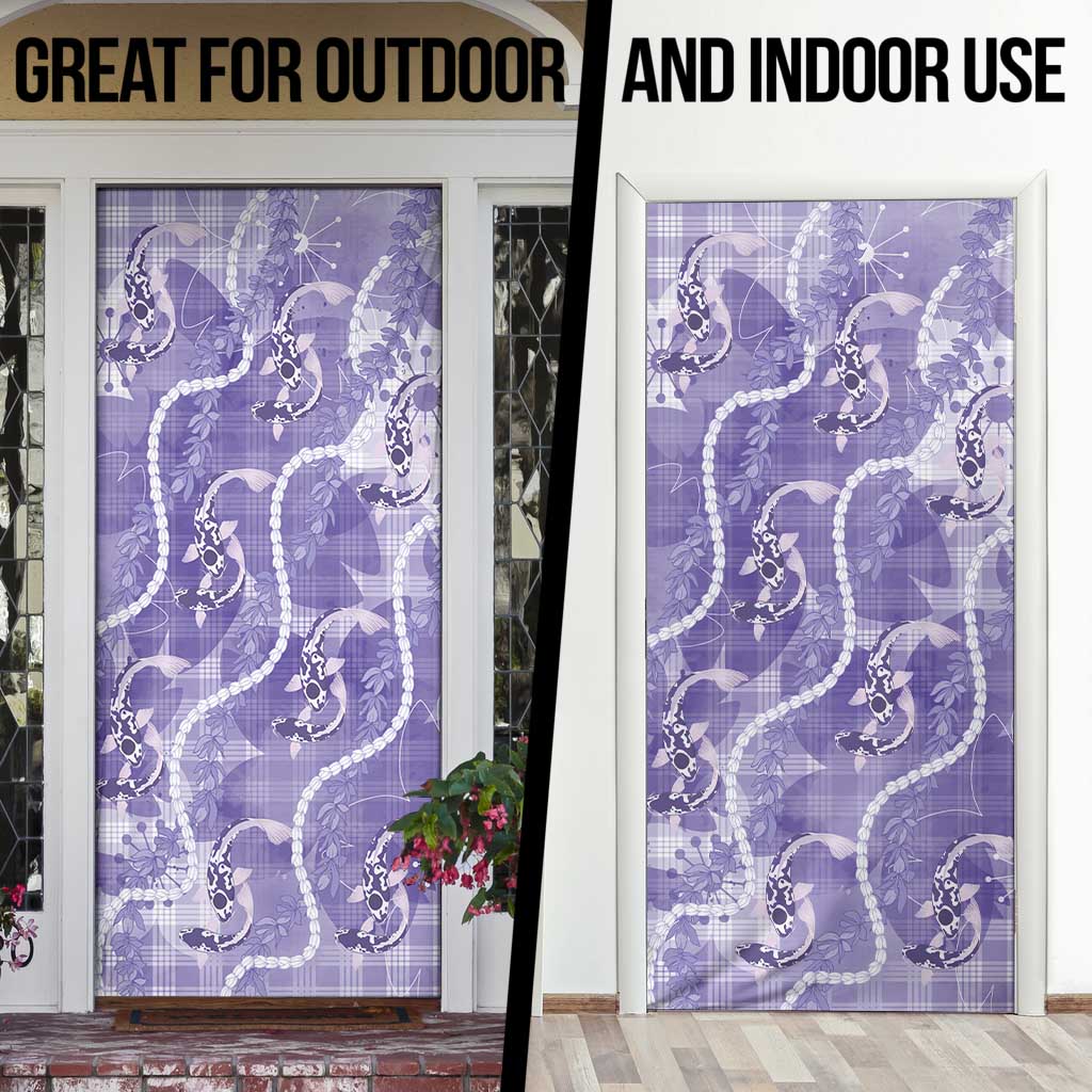 Japanese Koi Fish Door Cover Purple Wagara Palaka Honohono Pikake Lei LT9 - Polynesian Pride