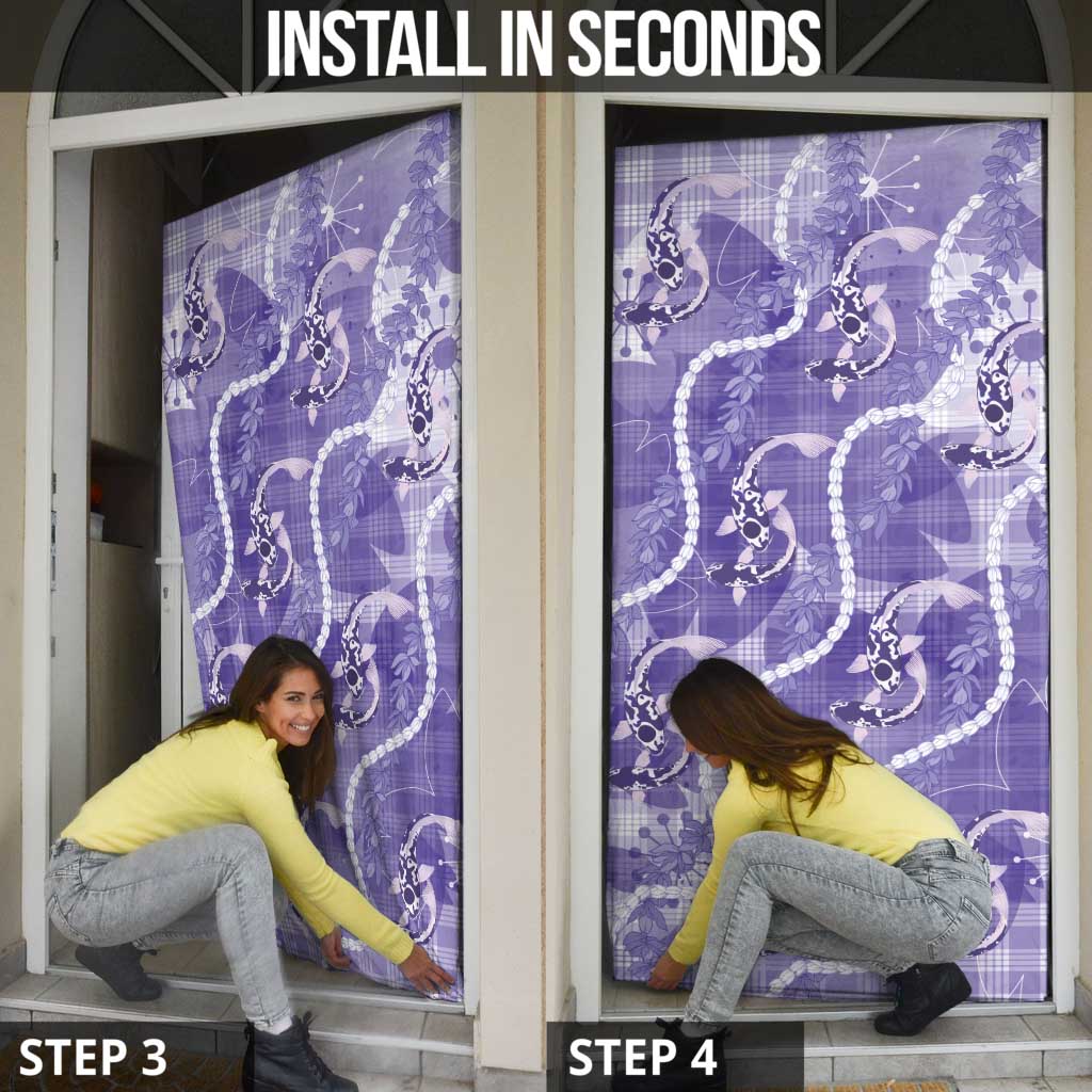 Japanese Koi Fish Door Cover Purple Wagara Palaka Honohono Pikake Lei LT9 - Polynesian Pride