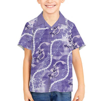 Japanese Koi Fish Family Matching Mermaid Dress and Hawaiian Shirt Purple Wagara Palaka Honohono Pikake Lei LT9 Son's Shirt Purple - Polynesian Pride