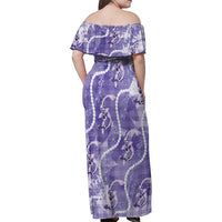Japanese Koi Fish Family Matching Off Shoulder Maxi Dress and Hawaiian Shirt Purple Wagara Palaka Honohono Pikake Lei LT9 - Polynesian Pride