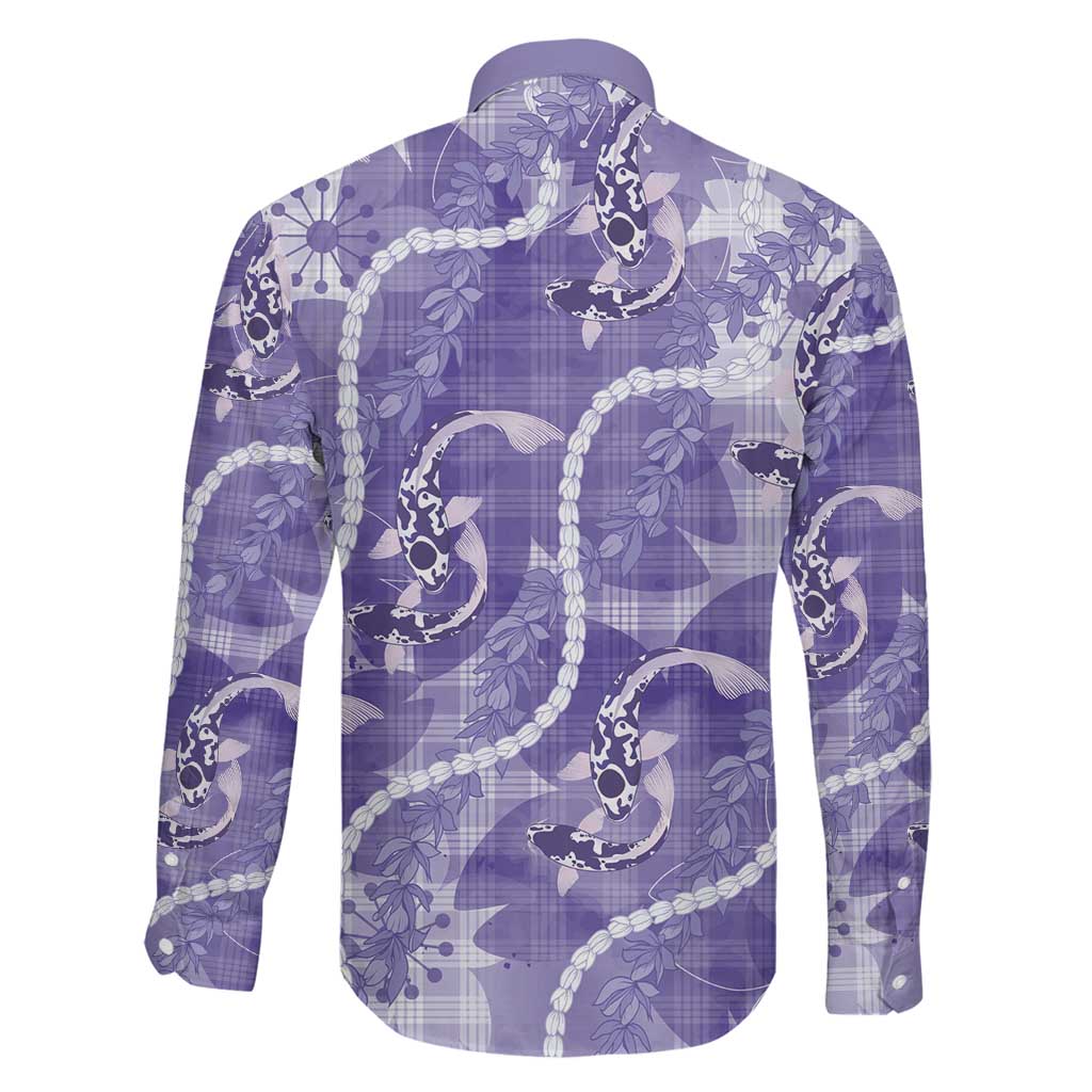 Japanese Koi Fish Family Matching Puletasi and Hawaiian Shirt Purple Wagara Palaka Honohono Pikake Lei LT9 - Polynesian Pride