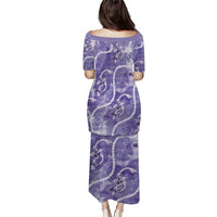 Japanese Koi Fish Family Matching Puletasi and Hawaiian Shirt Purple Wagara Palaka Honohono Pikake Lei LT9 - Polynesian Pride
