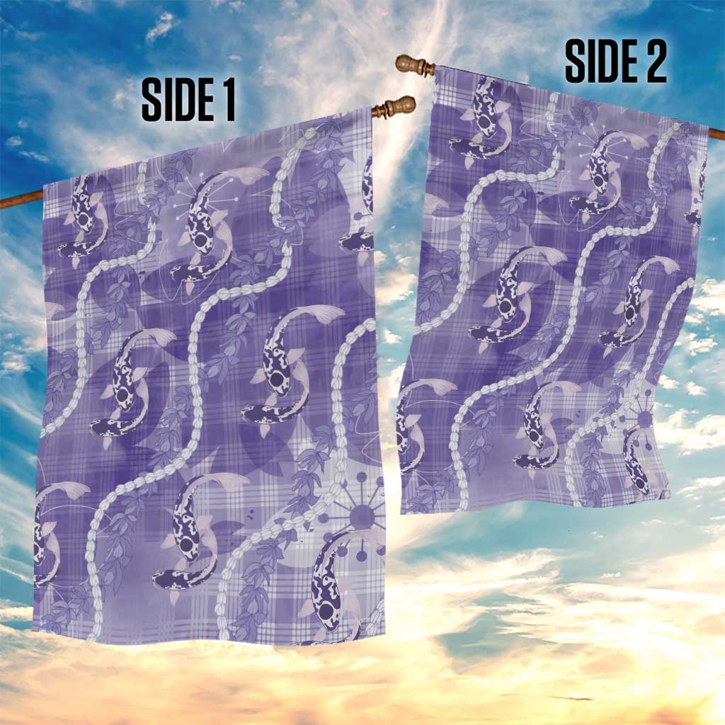 Japanese Koi Fish Garden Flag Purple Wagara Palaka Honohono Pikake Lei LT9 - Polynesian Pride
