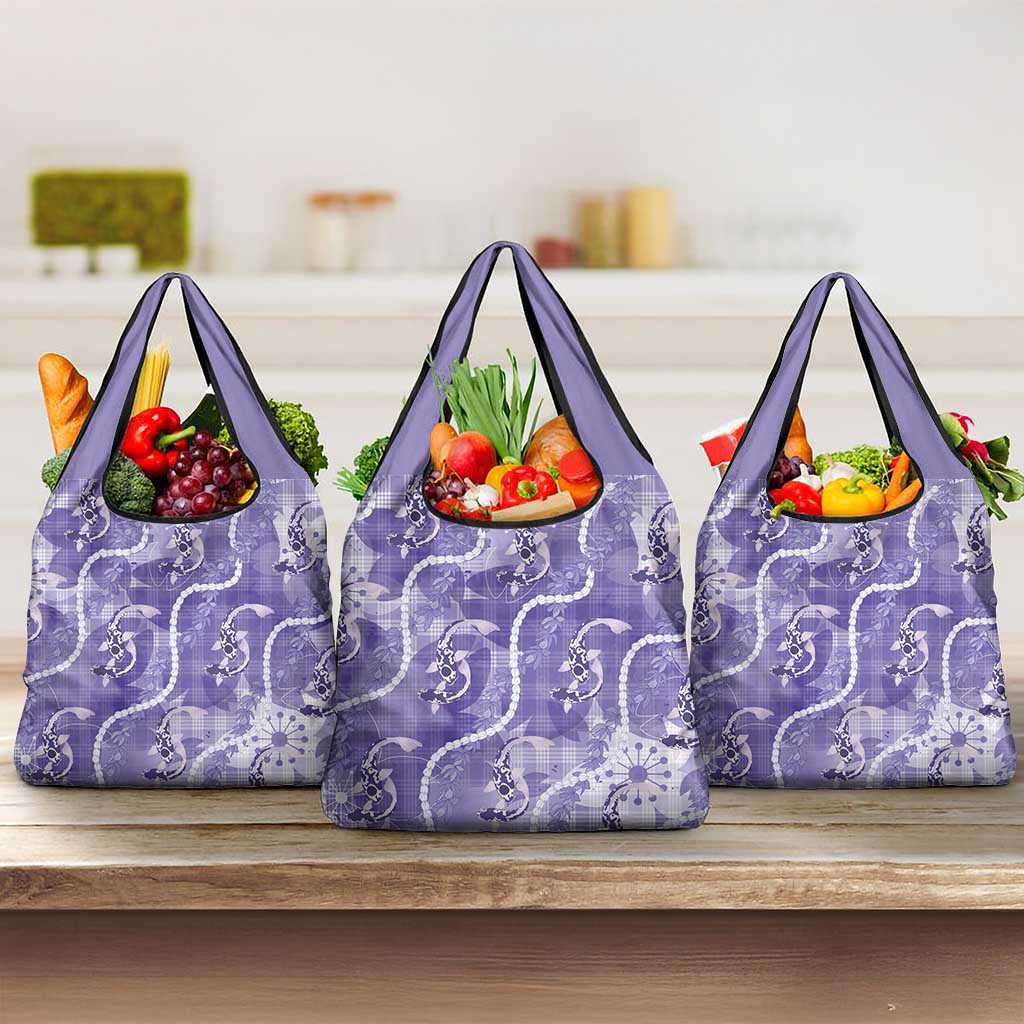 Japanese Koi Fish Grocery Bag Purple Wagara Palaka Honohono Pikake Lei