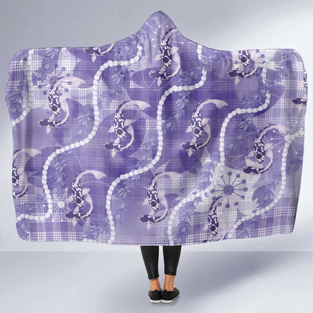 Japanese Koi Fish Hooded Blanket Purple Wagara Palaka Honohono Pikake Lei LT9 One Size Purple - Polynesian Pride