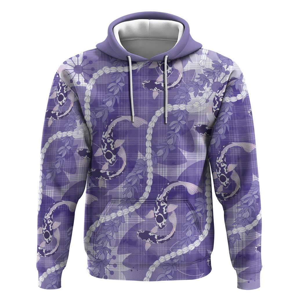 Japanese Koi Fish Hoodie Purple Wagara Palaka Honohono Pikake Lei LT9 Pullover Hoodie Purple - Polynesian Pride