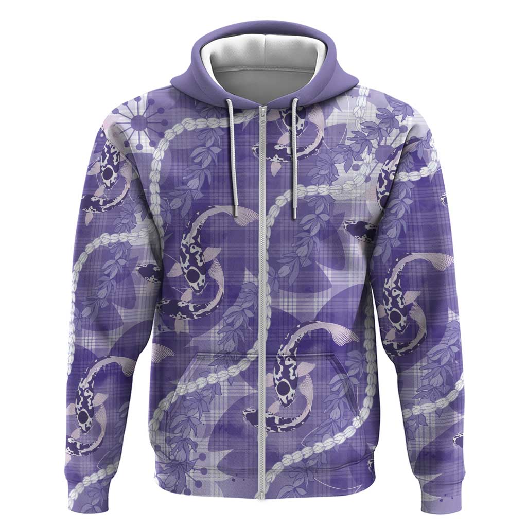 Japanese Koi Fish Hoodie Purple Wagara Palaka Honohono Pikake Lei LT9 Zip Hoodie Purple - Polynesian Pride