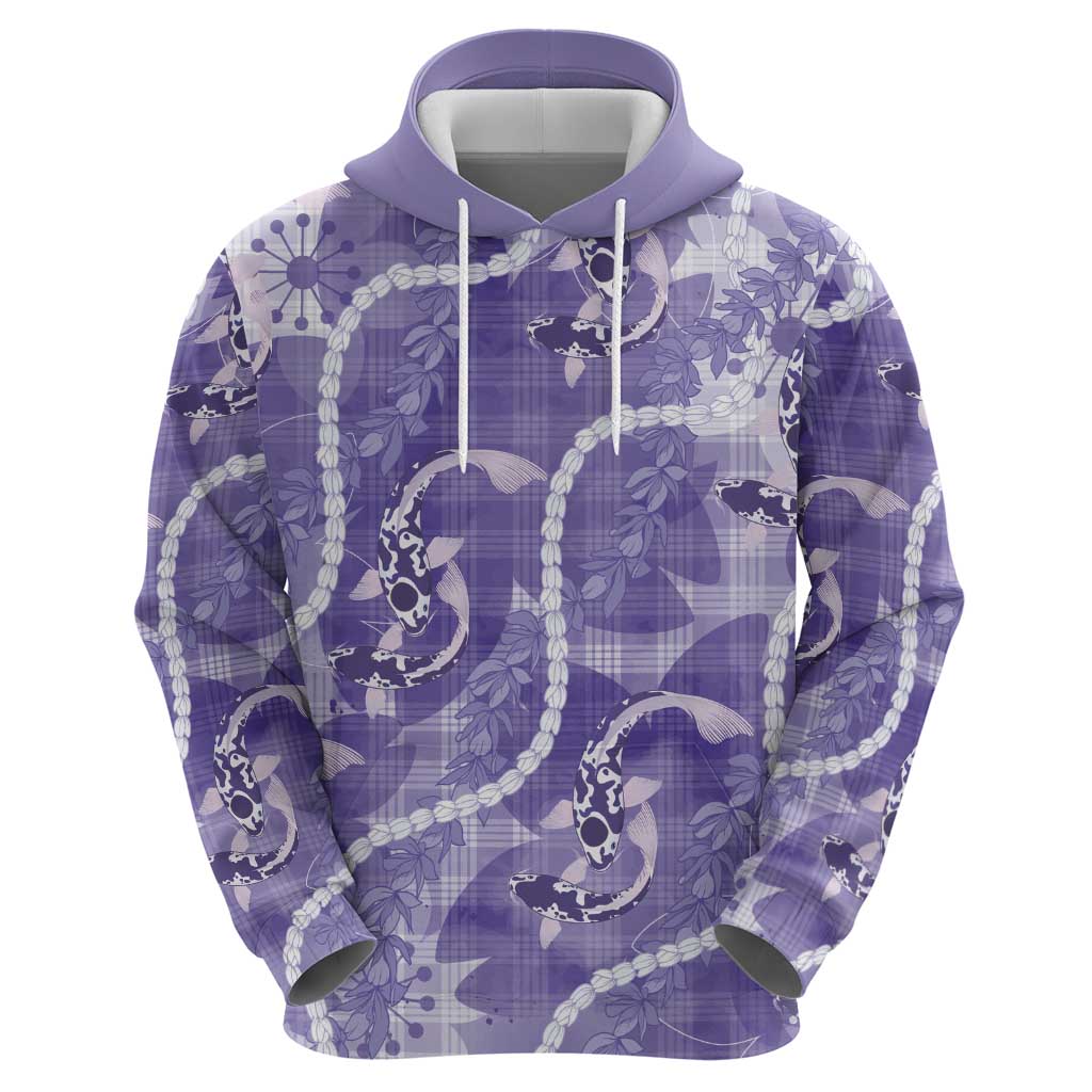 Japanese Koi Fish Hoodie Purple Wagara Palaka Honohono Pikake Lei LT9 - Polynesian Pride