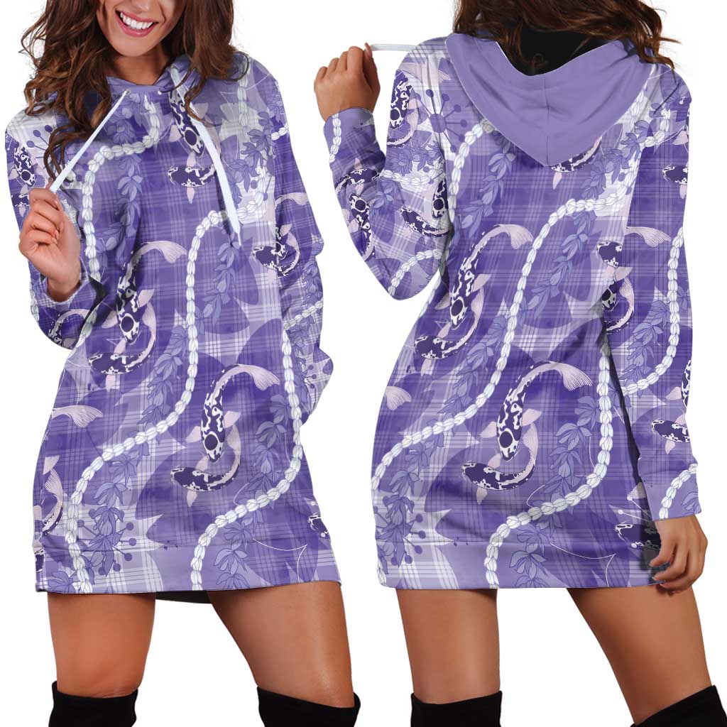 Japanese Koi Fish Hoodie Dress Purple Wagara Palaka Honohono Pikake Lei LT9 - Polynesian Pride