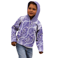 Japanese Koi Fish Kid Hoodie Purple Wagara Palaka Honohono Pikake Lei LT9 - Polynesian Pride