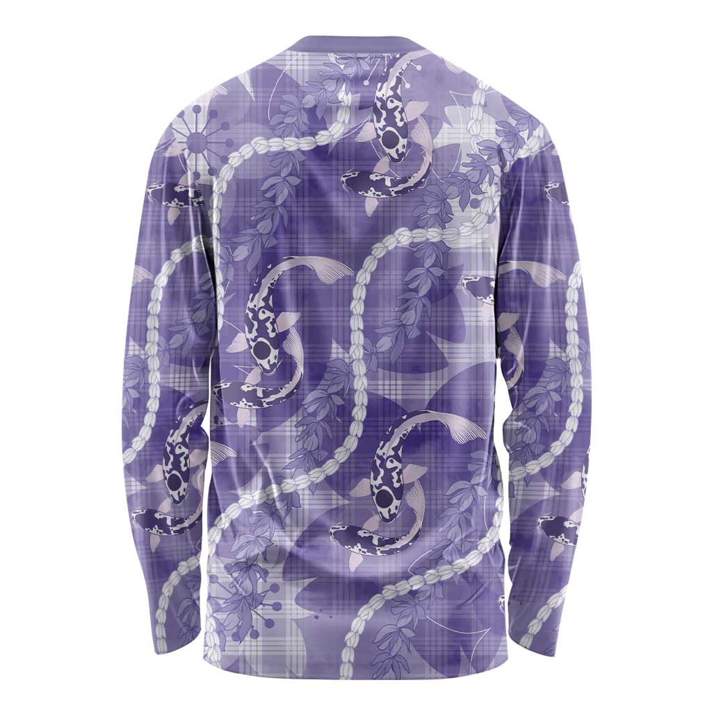 Japanese Koi Fish Long Sleeve Shirt Purple Wagara Palaka Honohono Pikake Lei LT9 - Polynesian Pride