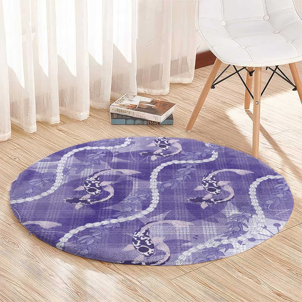 Japanese Koi Fish Round Carpet Purple Wagara Palaka Honohono Pikake Lei