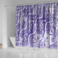 Japanese Koi Fish Shower Curtain Purple Wagara Palaka Honohono Pikake Lei LT9 - Polynesian Pride