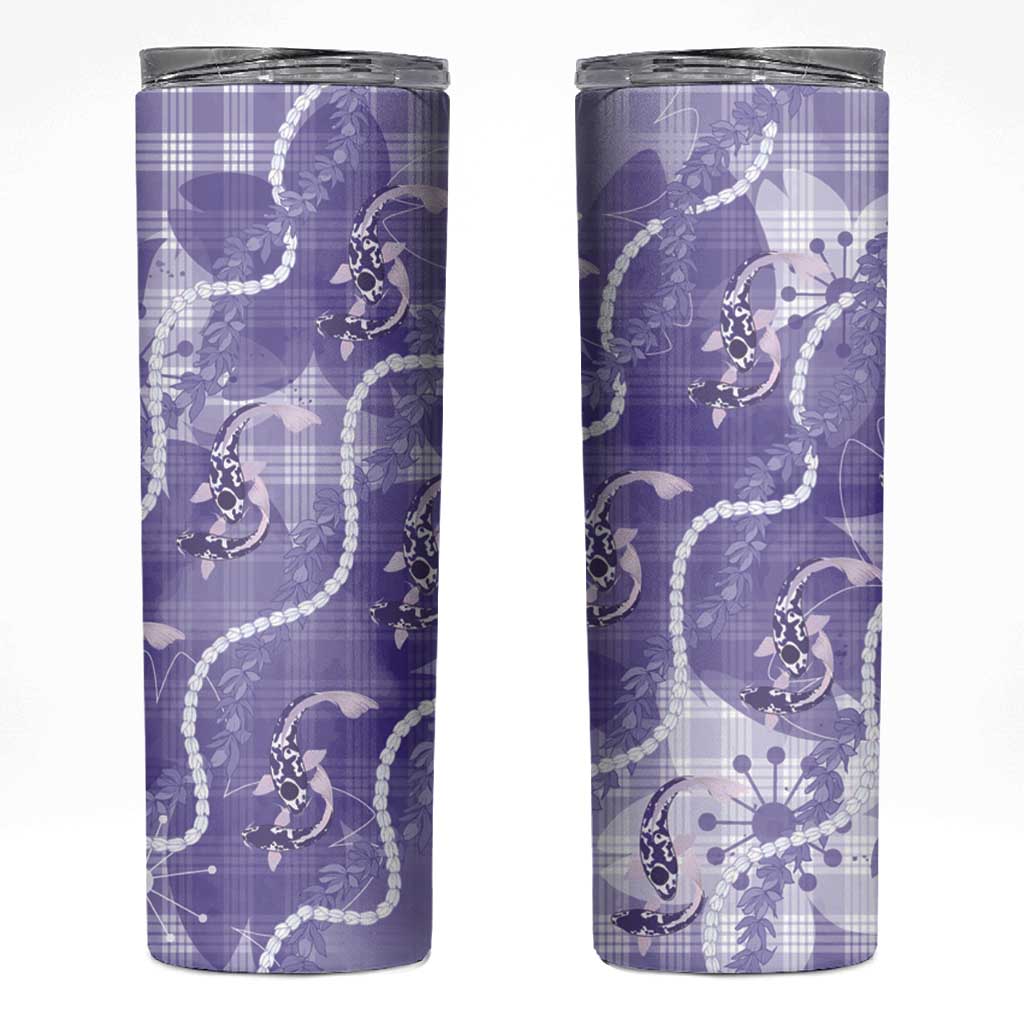 Japanese Koi Fish Skinny Tumbler Purple Wagara Palaka Honohono Pikake Lei LT9 Purple - Polynesian Pride
