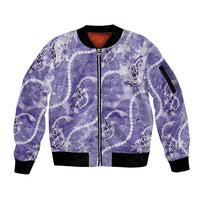 Japanese Koi Fish Sleeve Zip Bomber Jacket Purple Wagara Palaka Honohono Pikake Lei