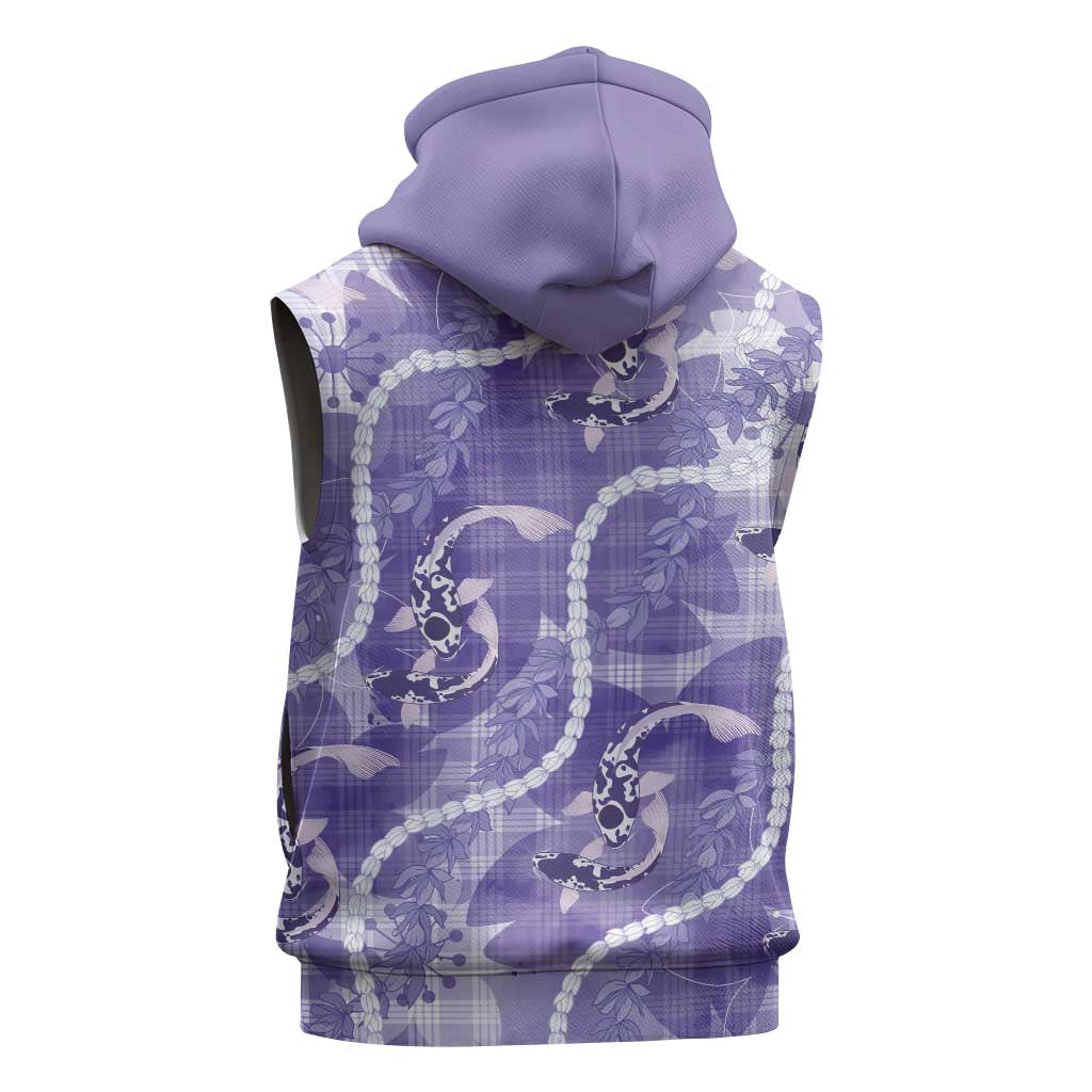 Japanese Koi Fish Sleeveless Zip Hoodie Purple Wagara Palaka Honohono Pikake Lei LT9 - Polynesian Pride