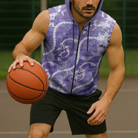 Japanese Koi Fish Sleeveless Zip Hoodie Purple Wagara Palaka Honohono Pikake Lei LT9 - Polynesian Pride