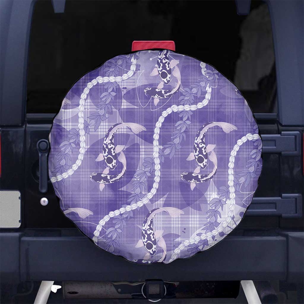 Japanese Koi Fish Spare Tire Cover Purple Wagara Palaka Honohono Pikake Lei LT9 No hole Purple - Polynesian Pride