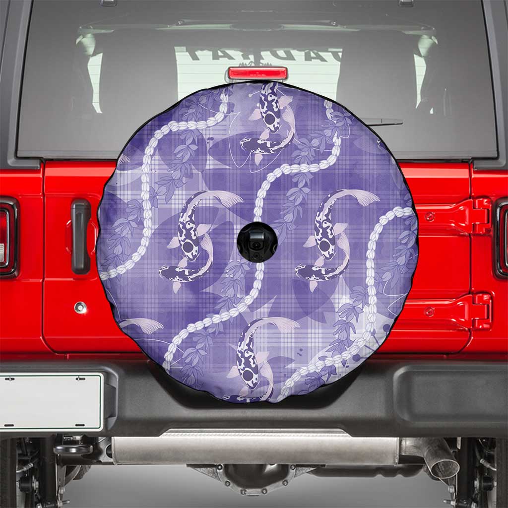 Japanese Koi Fish Spare Tire Cover Purple Wagara Palaka Honohono Pikake Lei LT9 - Polynesian Pride