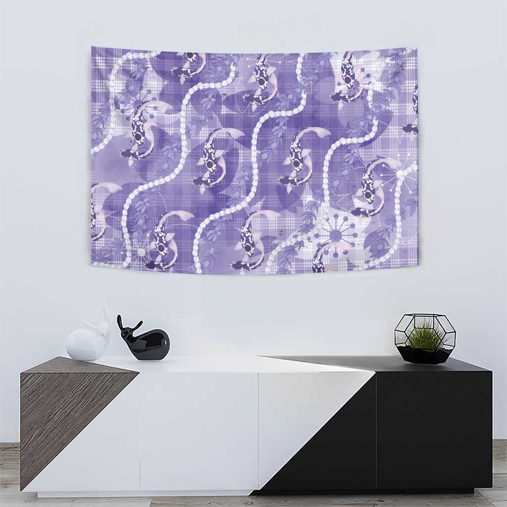 Japanese Koi Fish Tapestry Purple Wagara Palaka Honohono Pikake Lei