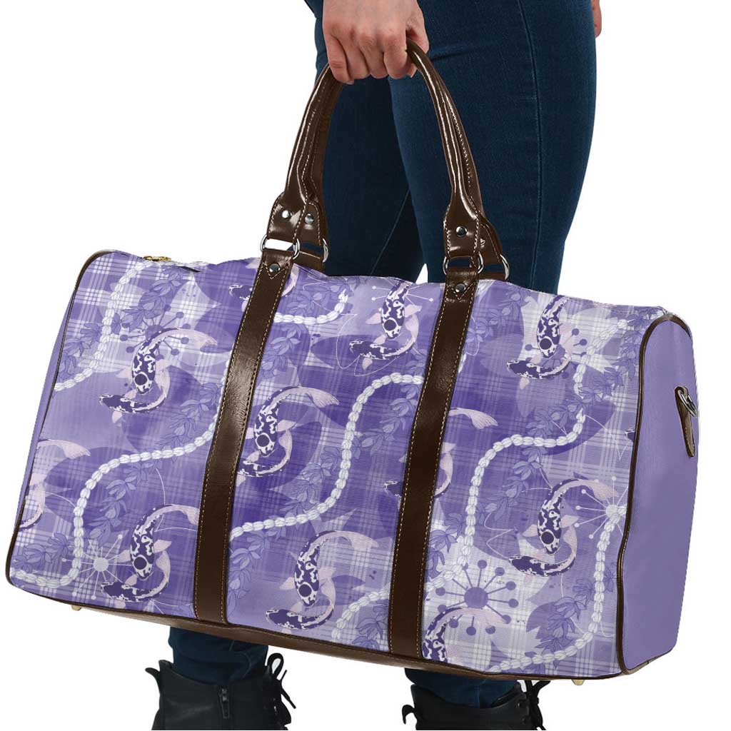 Japanese Koi Fish Travel Bag Purple Wagara Palaka Honohono Pikake Lei LT9 - Polynesian Pride