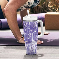 Japanese Koi Fish Tumbler With Handle Purple Wagara Palaka Honohono Pikake Lei LT9 - Polynesian Pride