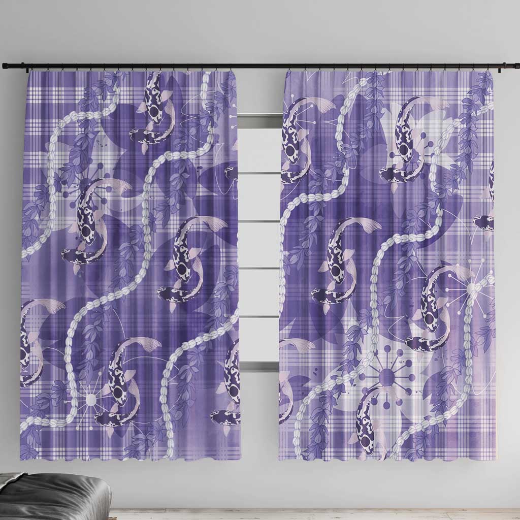 Japanese Koi Fish Window Curtain Purple Wagara Palaka Honohono Pikake Lei