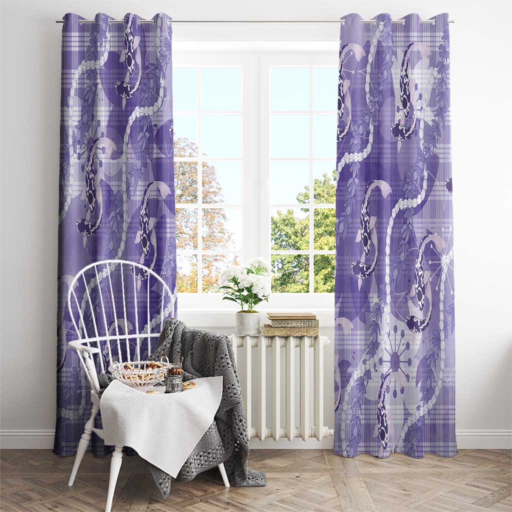 Japanese Koi Fish Window Curtain Purple Wagara Palaka Honohono Pikake Lei