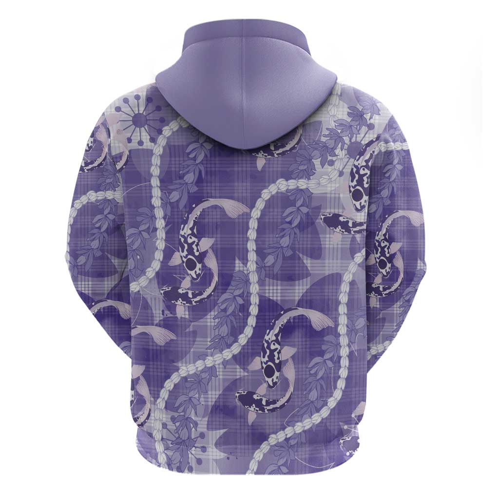 Japanese Koi Fish Zip Hoodie Purple Wagara Palaka Honohono Pikake Lei LT9 - Polynesian Pride