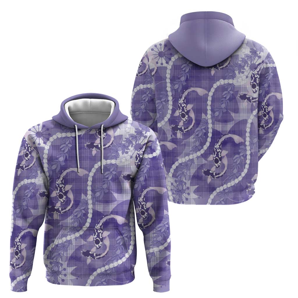 Japanese Koi Fish Zip Hoodie Purple Wagara Palaka Honohono Pikake Lei LT9 - Polynesian Pride